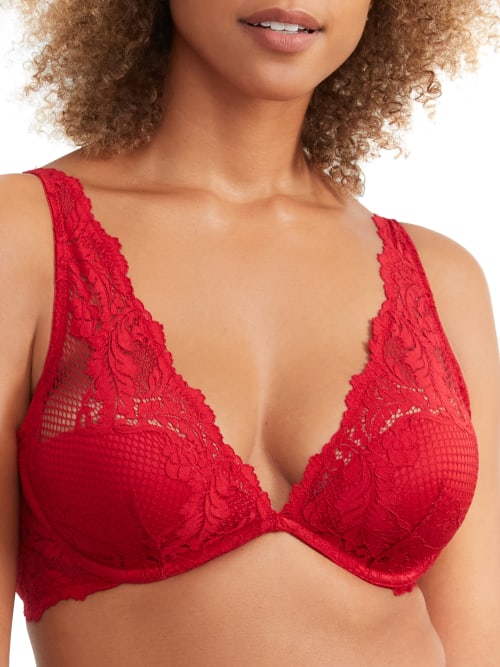 Shop Le Mystere Lace Allure Plunge Bra In Ruby