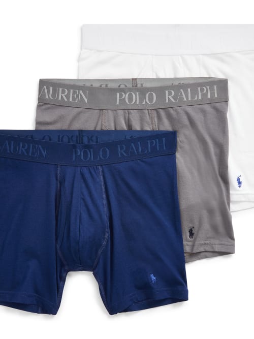 Polo Ralph Lauren Lux 4d-flex Cotton Modal Boxer Brief 3-pack In White,grey,blue