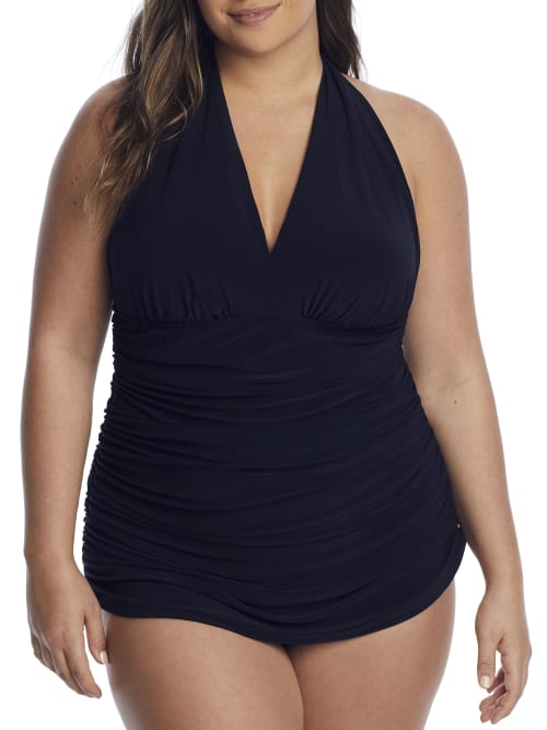 Magicsuit Plus Size Solids Yvonne Swim Dress In Black