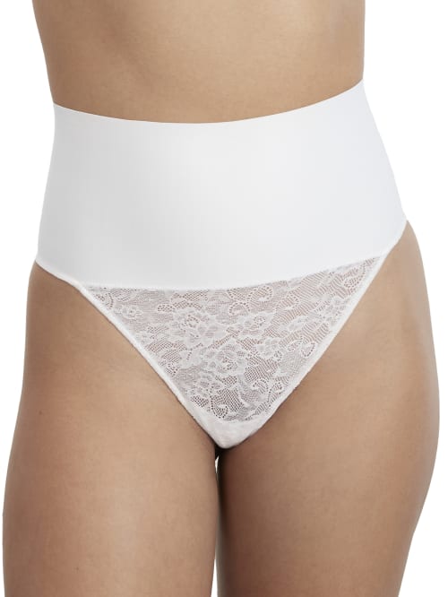 Maidenform Tame Your Tummy Lace Thong In White Lace