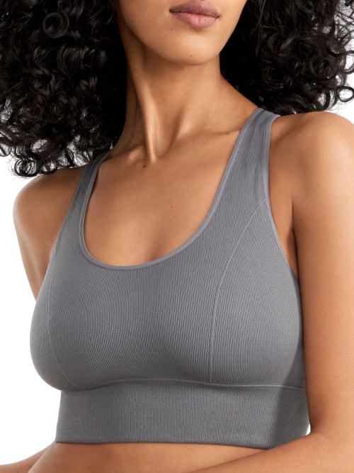 Maidenform Pure Comfort Seamless Crop Top In Silver Lining