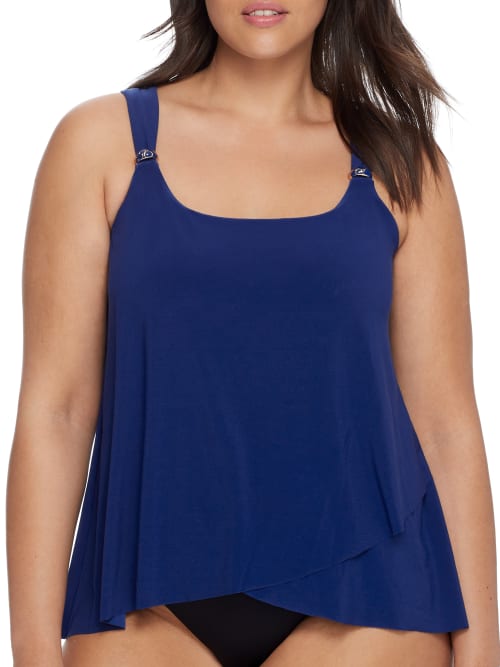 Miraclesuit Solid Dazzle Underwire Tankini Top In Azule