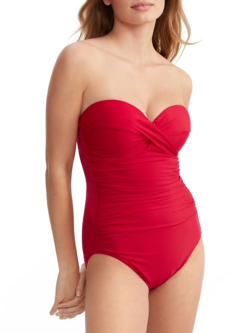 Miraclesuit Rock Solid Madrid Bandeau Underwire One-piece In Grenadine Red