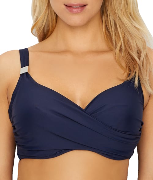 Solid Surplice Bikini Top D-DDD Cups