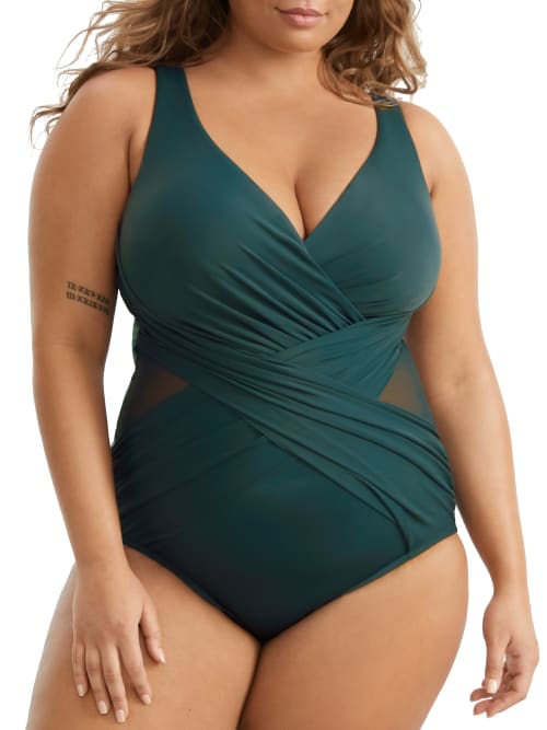 Miraclesuit Plus Size Solid Crossover One-piece In Nova Green