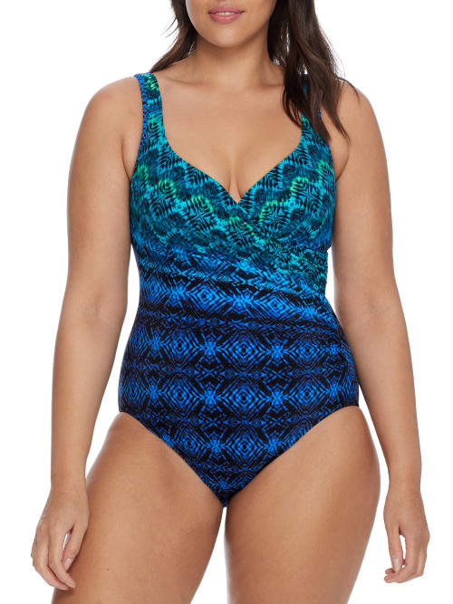 Miraclesuit Ocean Ombre It's A Wrap Underwire One-piece In Blue Multi