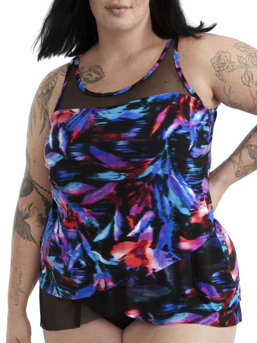 Miraclesuit Fuego Floral Mirage Underwire Tankini Top In Black Multi