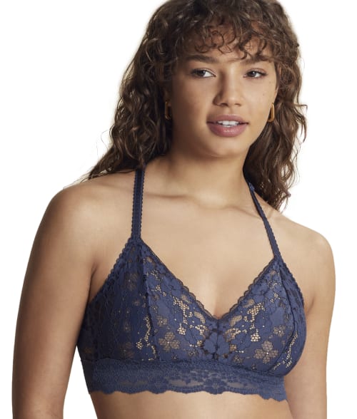 Moi Fashion Lace Scoop Neck Bralette In Navy