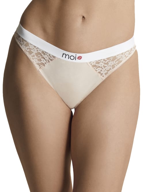 Moi Cotton & Lace Logo Bikini In Nectar
