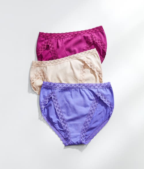 Natori Bliss Cotton French Cut 3-pack In Purple Assorted