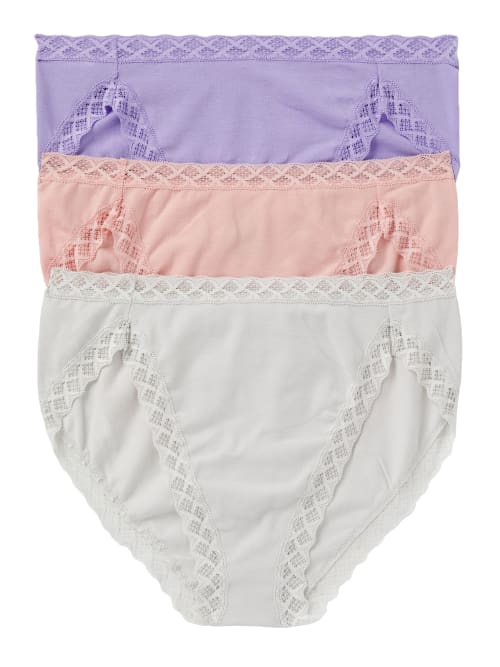 Natori Bliss French Cut Briefs 3 Pack Panty In Violet,peach,linen