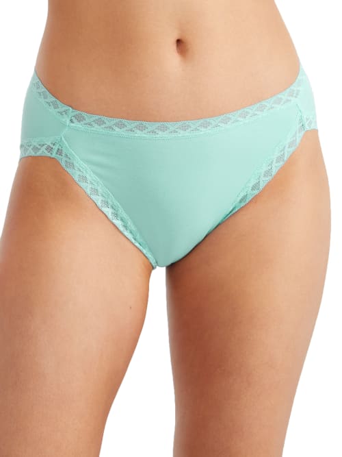 Natori Bliss French Cut Brief Panty Underwear With Lace Trim In Julep