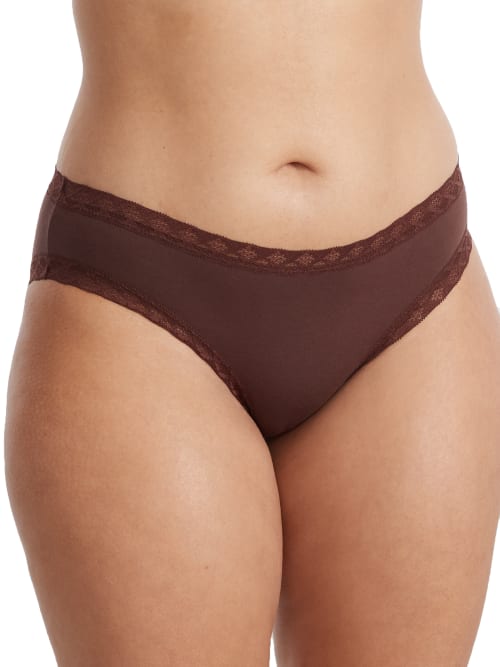 Natori Bliss Lace-trim Cotton Brief Underwear 156058 In Java