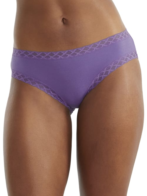 Natori Bliss Girl Comfortable Brief Panty Underwear With Lace Trim In Blue Lavender