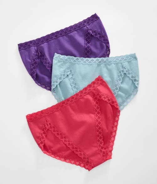 Natori Bliss Cotton Girl Brief 3-pack In Succulent Assorted