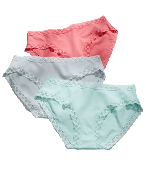 Natori Bliss Cotton Girl Brief 3-pack In Pink,dusk,mint
