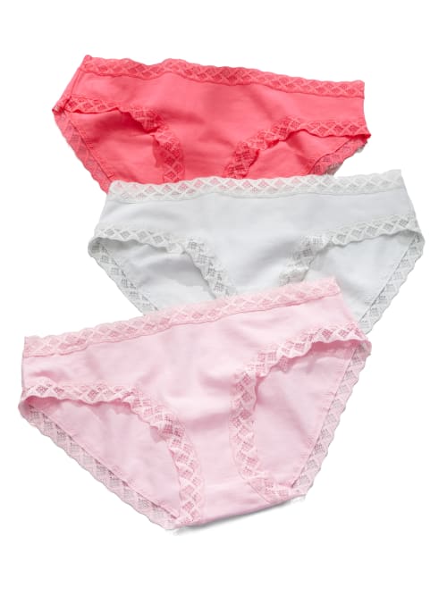 Natori Bliss Girl Brief 3 Pack In Pink Assorted