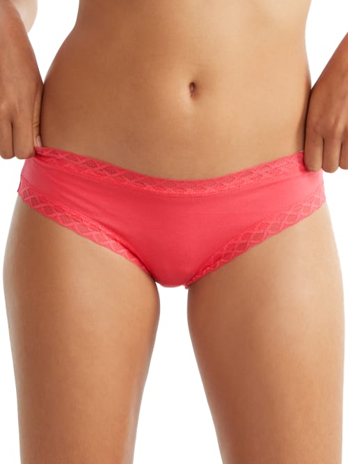 Natori Bliss Girl Comfortable Brief Panty Underwear With Lace Trim In Hibiscus Old