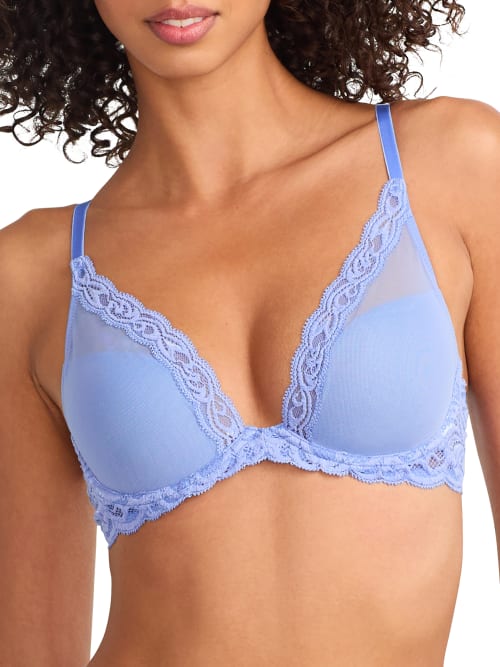Shop Natori Feathers Plunge Bra In French Blue