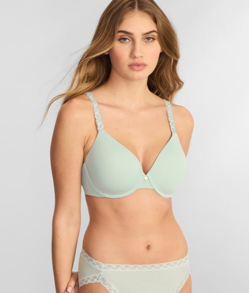 Shop Natori Pure Luxe Plunge T-shirt Bra In Morning Dew