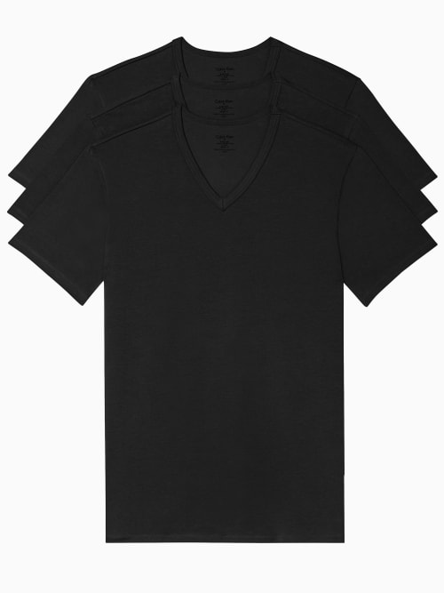 Shop Calvin Klein Cotton Stretch V-neck T-shirt 3-pack In Black