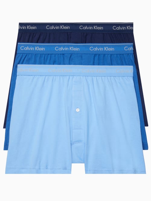 Calvin Klein Men's 3-pack Cotton Classics Boxer Briefs Underwear In Blue Assorted