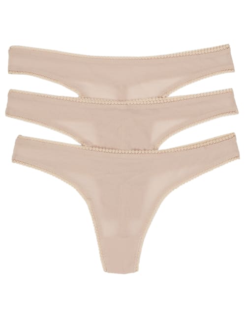 On Gossamer Mesh Hip G Thong Solids 3-pack In Champagne