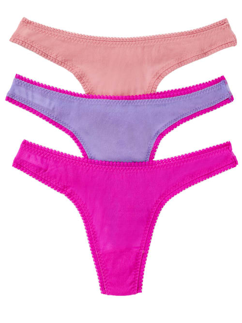 On Gossamer Mesh Hip G Thong Solids 3-pack In Peach,purple,pink