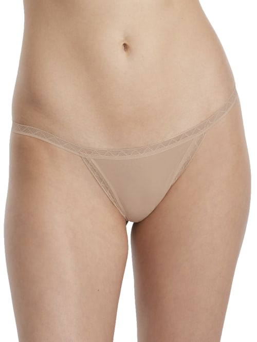 Shop On Gossamer Cabana Cotton String Thong In Champagne