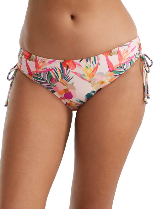 Panache Paradise Side Tie Midi Bikini Bottom In Pink Tropical