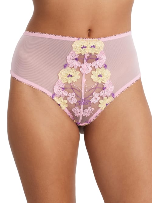Shop Playful Promises Luna High-waist Thong In Pastel Embroidery