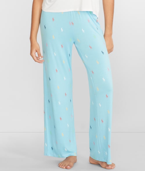 Polo Ralph Lauren Wide Leg Knit Pajama Pants In Blue