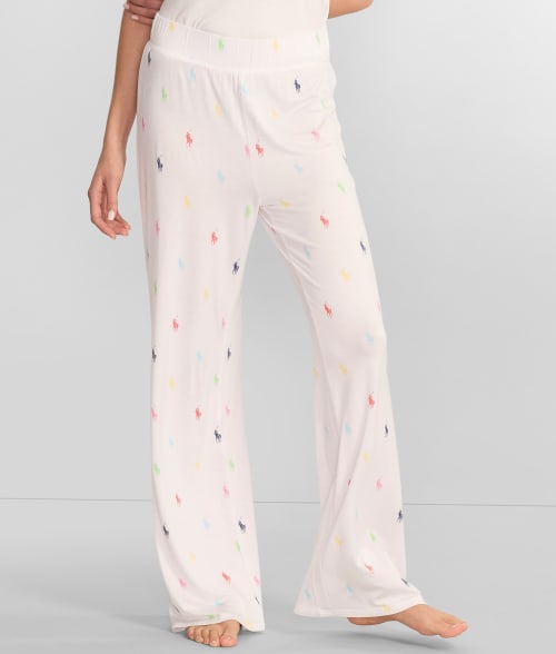 Polo Ralph Lauren Wide Leg Knit Pajama Pants In White
