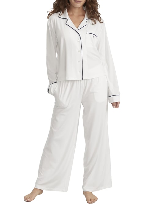 Shop Polo Ralph Lauren The Madison Knit Pajama Set In White Cloud