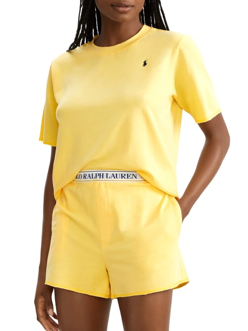 Polo Ralph Lauren Short Sleeve Shorty Knit Pajama Set In Yellow