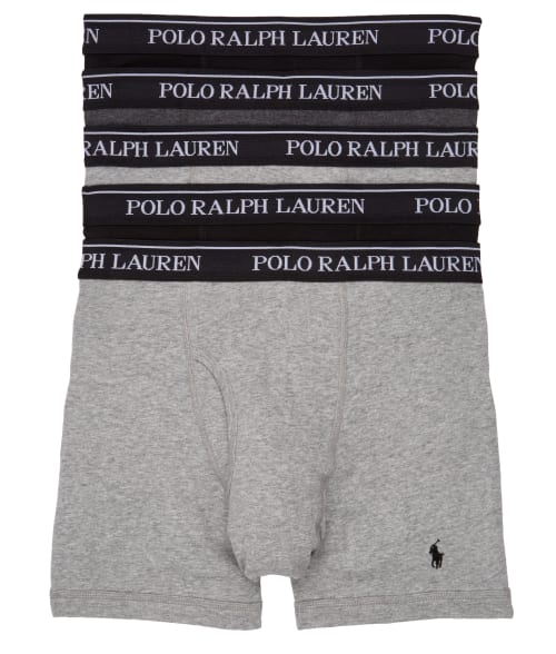 Polo Ralph Lauren Classic Fit Cotton Boxer Brief 5-pack In Black,grey