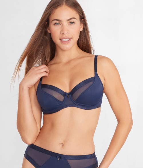 Pour Moi Viva Luxe Side Support Bra In Navy