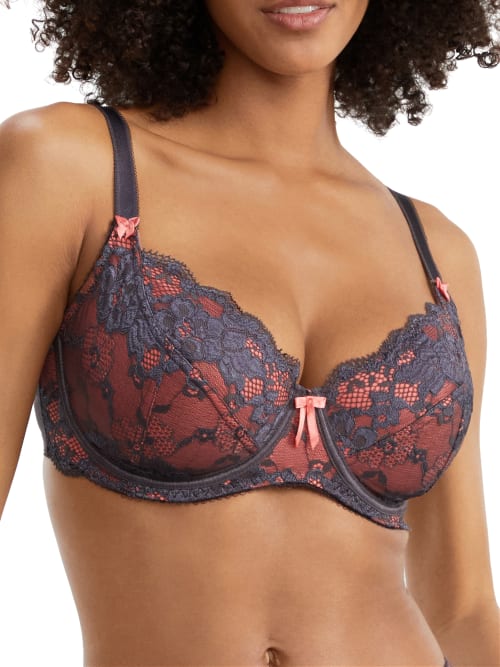 Pour Moi Amour Lace Bra In Slate,coral