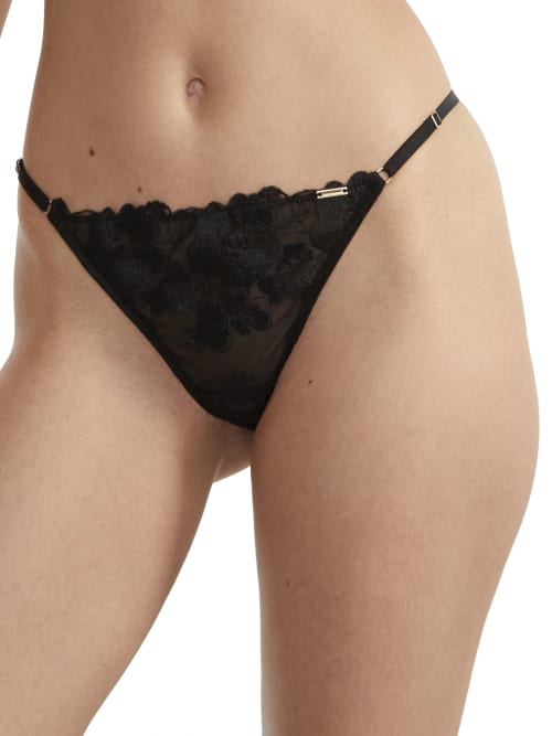 Pour Moi India Bold Embroidery G-string In Black
