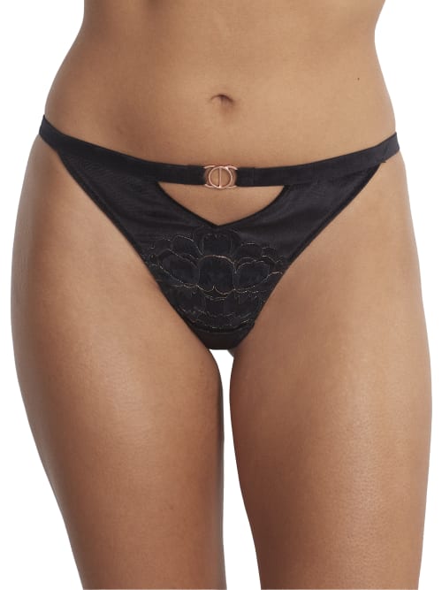 Pour Moi India Metallic Lace G-string In Black