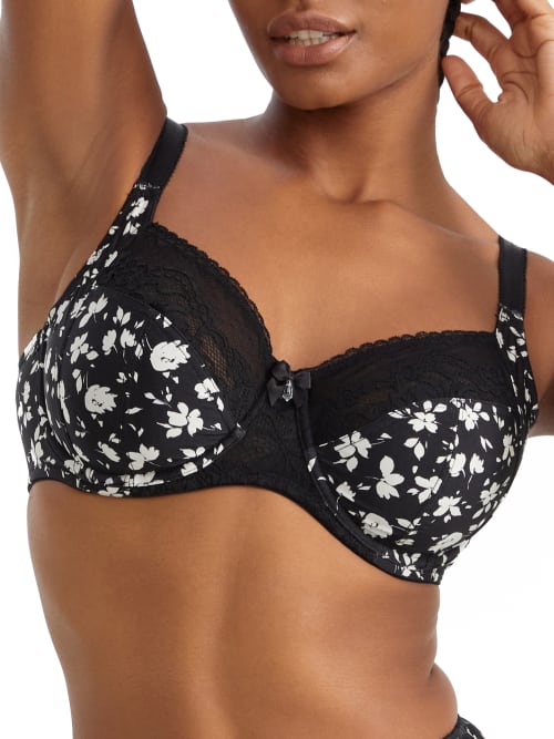 Pour Moi Aura Side Support Bra In Black Floral
