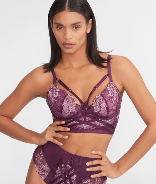 Shop Pour Moi After Hours Cage Longline Bra In Blackberry,pink