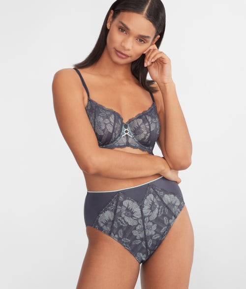 Pour Moi Atelier Lace High-waist Brief In Slate,mint