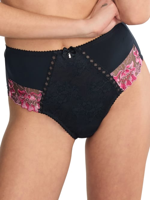 Pour Moi Sofia Embroidered High-waist Brief In Slate,pink