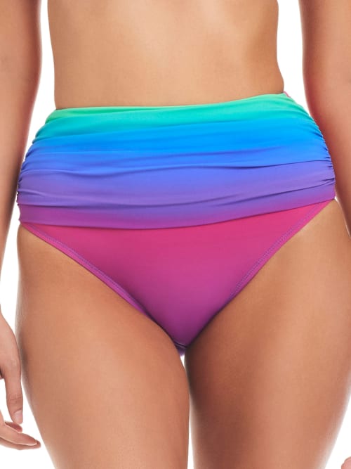 Bleu Rod Beattie Heat Of The Moment Shirred High-waist Bikini Bottom In Multi
