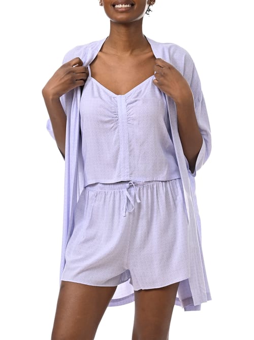 Shop Splendid Woven 3-piece Pajama Set In Petal Dot Geo