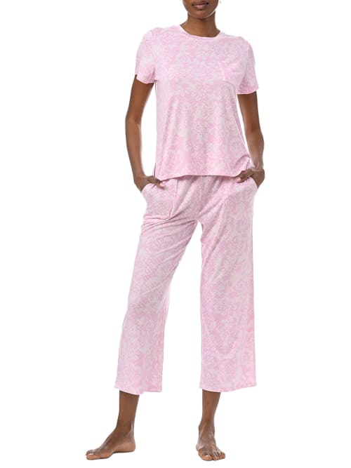 Splendid Knit Capri Pajama Set In Abstract Pansy