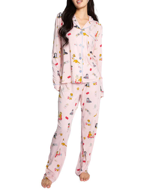Shop Pj Salvage Playful Prints Jersey Knit Pajama Set In Pink Tint