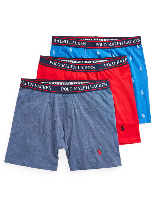 Polo Ralph Lauren Classic Fit Cotton Boxer Brief 3-pack In Blue,red,navy