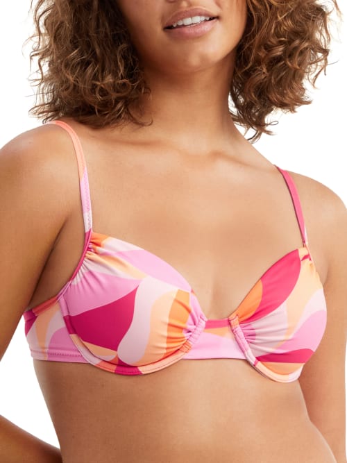 Shop Sanctuary Swim Shell Abstract 90 Bikini Top In Island Pink